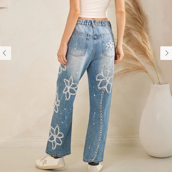 OLI AND HALI “ Grand Marais “ Oli & Hali Flower Embroidered Jeans 54 - Picture 6 of 6